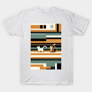 Abstract Cat Stripes: A Whiskered Tapestry of Colors T-Shirt